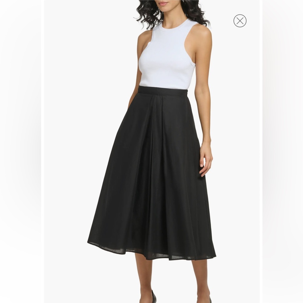 DKNY Cotton Voile A-Line Skirt full pleated new dress cocktail party midi M - Picture 1 of 8